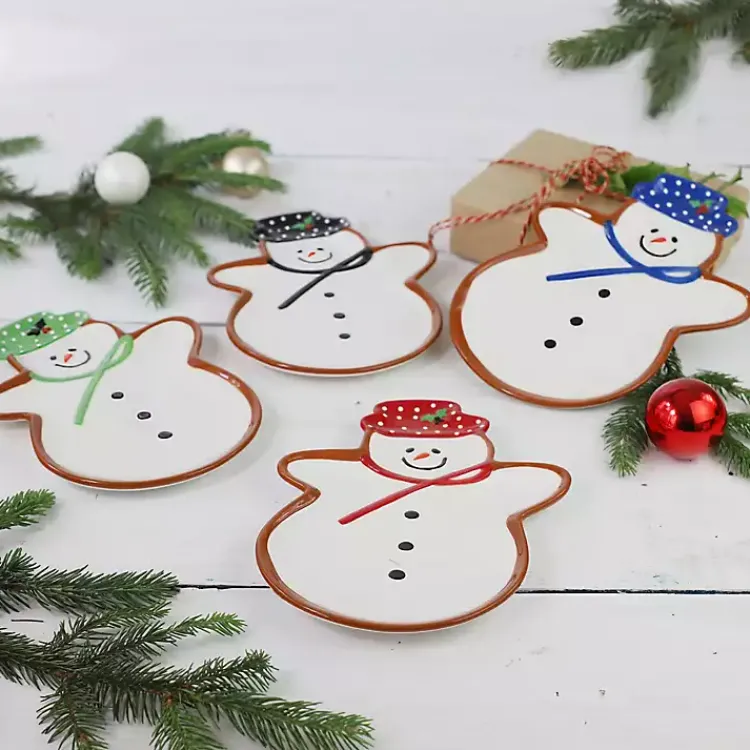 Kirklands Home Serving & Entertaining|Assorted Snowman Christmas Plates, Set of 4