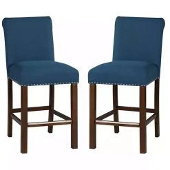 Kirklands Home Bar Stools & Counter Height Stools|Aubrey Navy Upholstered 2-pc. Counter Stool Set Blue