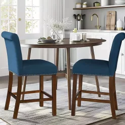 Kirklands Home Bar Stools & Counter Height Stools|Aubrey Navy Upholstered 2-pc. Counter Stool Set Blue