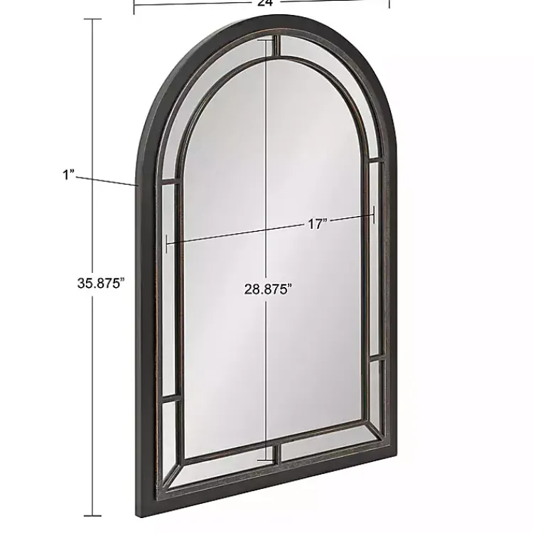 Kirklands Home Decorative Mirrors|Audubon Wood Arch Wall Mirror, 24x36 in. Black