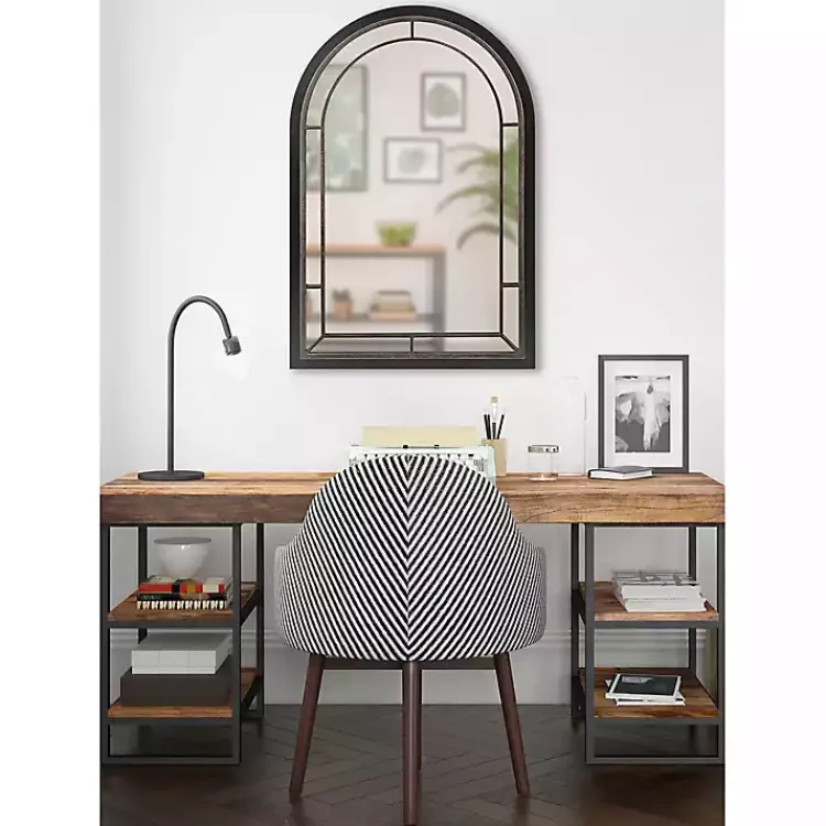 Kirklands Home Decorative Mirrors|Audubon Wood Arch Wall Mirror, 24x36 in. Black