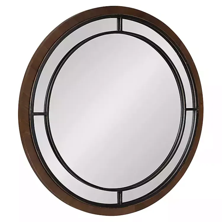 Kirklands Home Decorative Mirrors|Audubon Wood Round Wall Mirror Brown