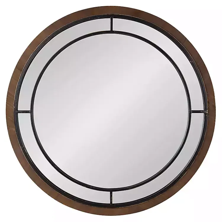 Kirklands Home Decorative Mirrors|Audubon Wood Round Wall Mirror Brown