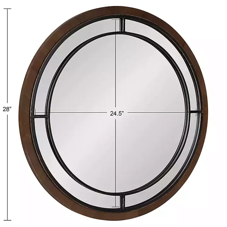 Kirklands Home Decorative Mirrors|Audubon Wood Round Wall Mirror Brown