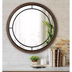 Kirklands Home Decorative Mirrors|Audubon Wood Round Wall Mirror Brown