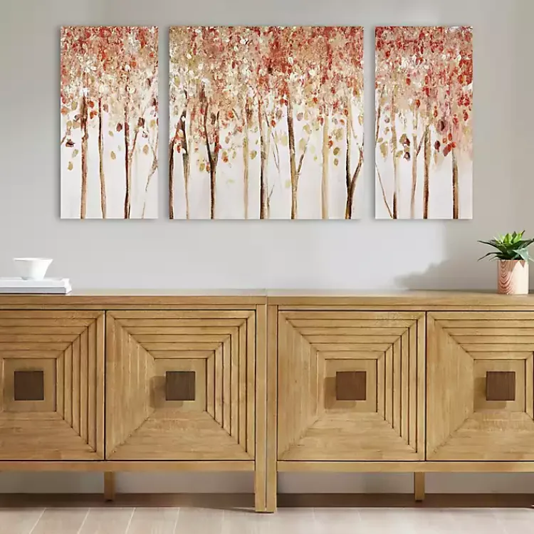 Kirklands Home Canvas Art|Autumn Forest Canvas Art Prints, Set of 3 Orange