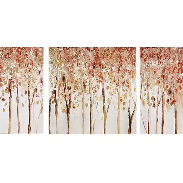 Kirklands Home Canvas Art|Autumn Forest Canvas Art Prints, Set of 3 Orange