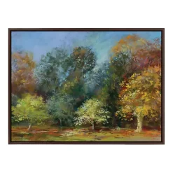 Kirklands Home Canvas Art|Autumn Forest Day Framed Canvas Art Print Multi