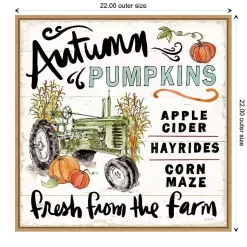 Clearance Autumn Pumpkin Tractor Framed Wall Art Fall