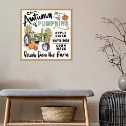 Clearance Autumn Pumpkin Tractor Framed Wall Art Fall