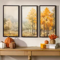 Kirklands Home Canvas Art|Autumn Treeline Framed Canvas Art Prints, Set of 3 Multi