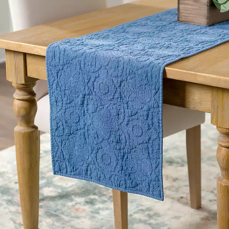 Kirklands Home Table Linens|Avery Quilted Table Runner, 80 in. Blue