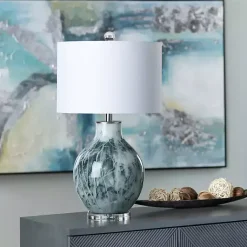 Kirklands Home Table Lamps|Azure Blue Ocean Table Lamp White