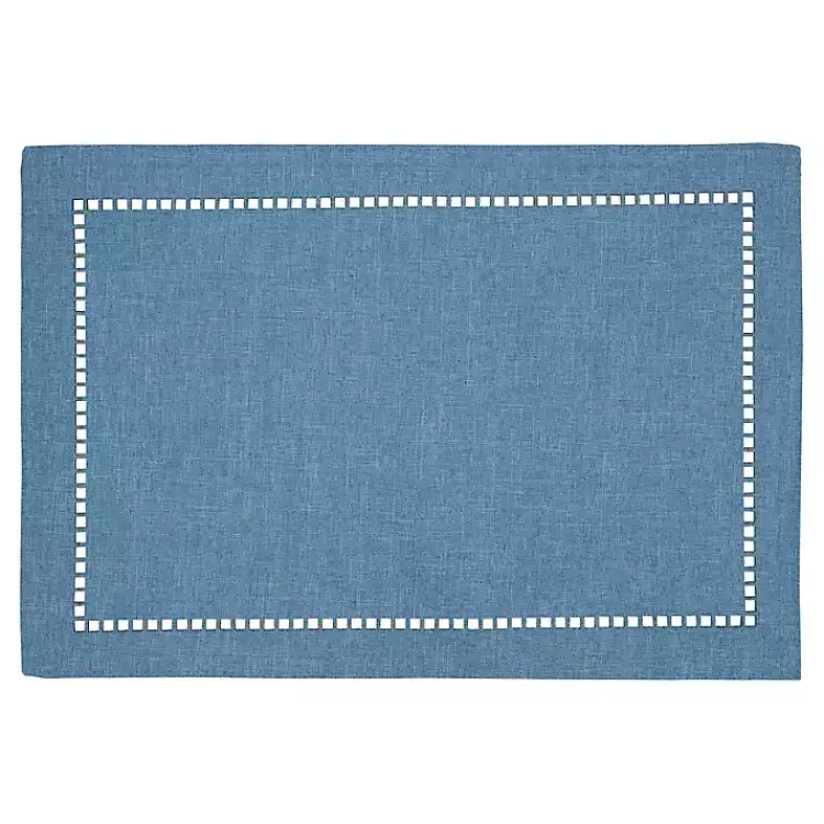 Kirklands Home Table Linens|Azure Laser-Cut Hemstitch Placemats, Set of 4 Blue