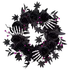 Outlet Bad to the Bone Black Roses Wreath Halloween