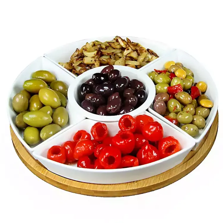 Kirklands Home Serving & Entertaining|Bamboo 5-pc. Ceramic Modern Set Lazy Susan