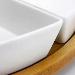 Kirklands Home Serving & Entertaining|Bamboo 5-pc. Ceramic Modern Set Lazy Susan