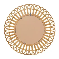 Kirklands Home Decorative Mirrors|Bamboo Round Overlay Floral Frame Wall Mirror