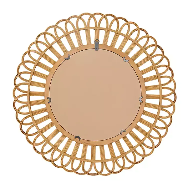 Kirklands Home Decorative Mirrors|Bamboo Round Overlay Floral Frame Wall Mirror