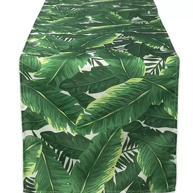 Kirklands Home Outdoor Dining|Banana Leaf Outdoor Table Runner, 108 in. Green