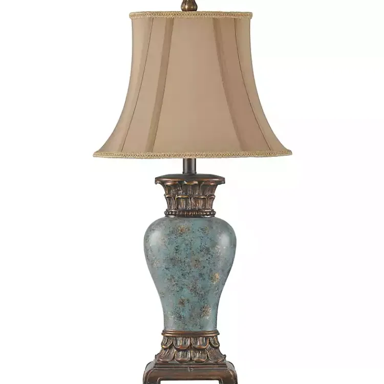 Kirklands Home Table Lamps|Barbados Blue Traditional Table Lamp Tan