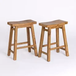 Kirklands Home Bar Stools & Counter Height Stools|Barnwood Sonoma Saddle Counter Stools, Set of 2 Brown