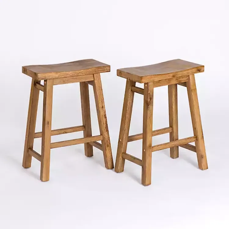 Kirklands Home Bar Stools & Counter Height Stools|Barnwood Sonoma Saddle Counter Stools, Set of 2 Brown