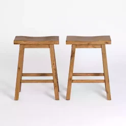 Kirklands Home Bar Stools & Counter Height Stools|Barnwood Sonoma Saddle Counter Stools, Set of 2 Brown