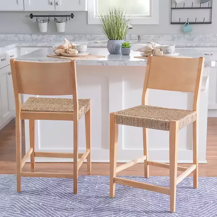 Kirklands Home Bar Stools & Counter Height Stools|Basketweave Seat Counter Stools, Set of 2 Tan