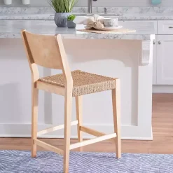 Kirklands Home Bar Stools & Counter Height Stools|Basketweave Seat Counter Stools, Set of 2 Tan