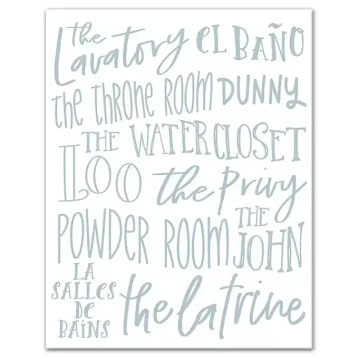 Kirklands Home Wall Quotes & Signs|Bathroom Names Canvas Art Print White