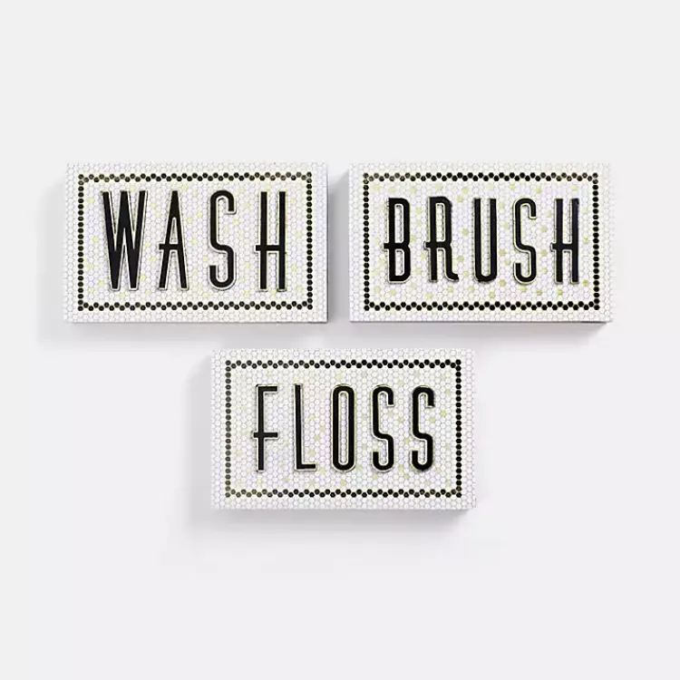 Kirklands Home Wall Quotes & Signs|Bathroom Subway Tile Wall Plaques, Set of 3