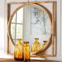 Kirklands Home Decorative Mirrors|Bayan Natural Rattan Wall Mirror