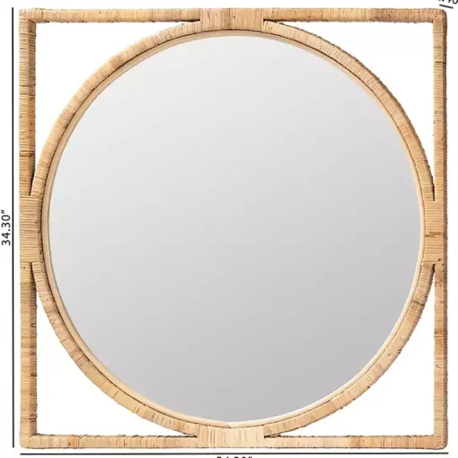 Kirklands Home Decorative Mirrors|Bayan Natural Rattan Wall Mirror