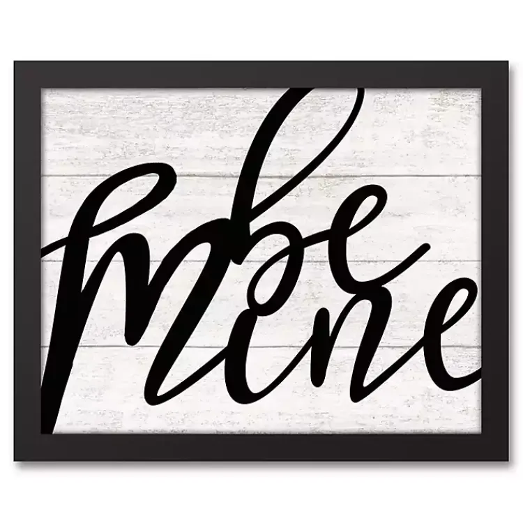 Kirklands Home Wall Plaques|Be Mine Framed Canvas Wall Plaque Black