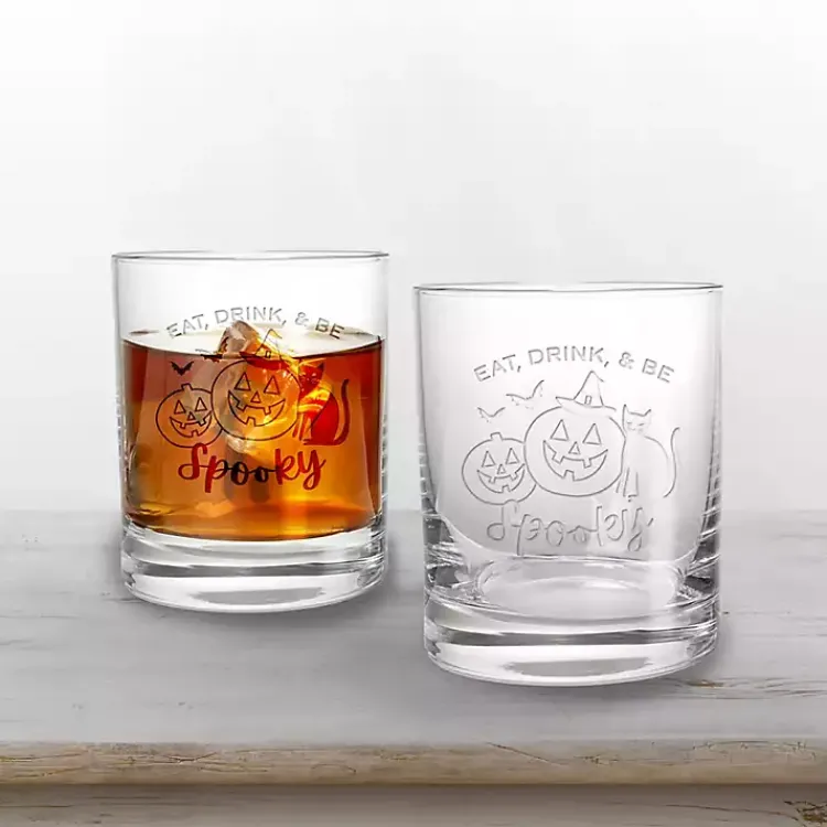 Kirklands Home Glassware & Drinkware|Be Spooky Halloween Whiskey Glasses, Set of 2 Clear