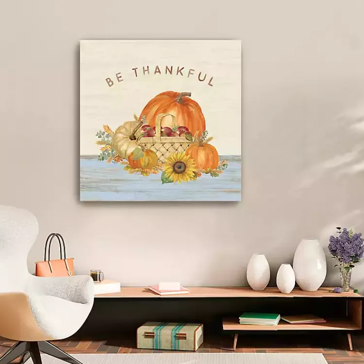 Best Be Thankful Pumpkins Canvas Art Print, 30x30 in. Fall
