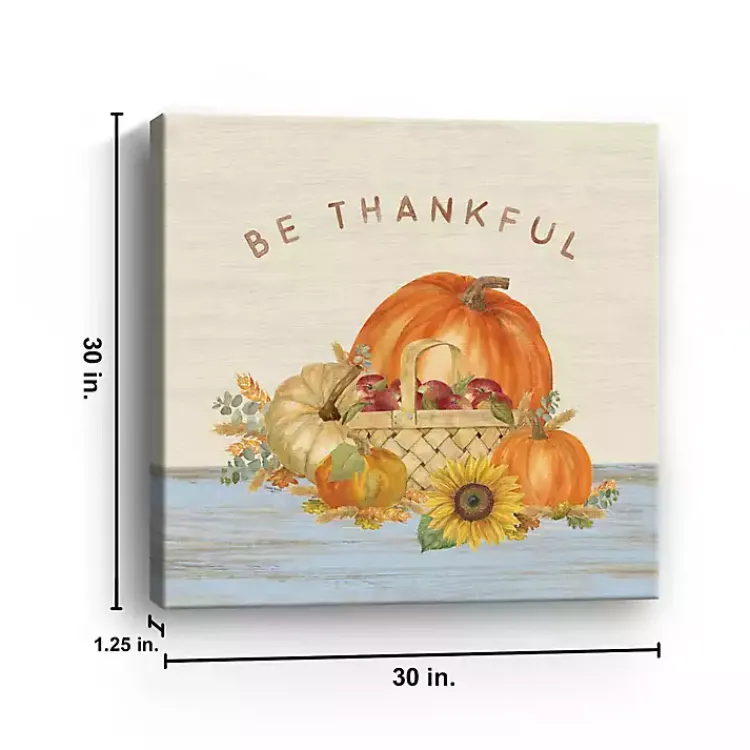 Best Be Thankful Pumpkins Canvas Art Print, 30x30 in. Fall