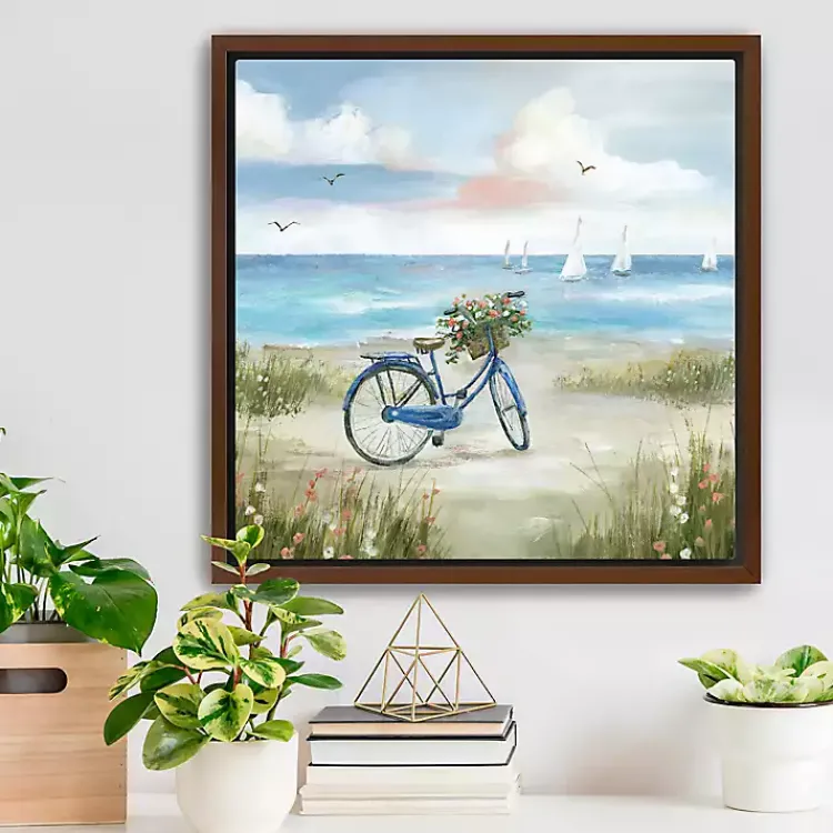 Kirklands Home Framed Art|Beach Bike Bliss Framed Canvas Art Print