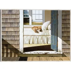 Kirklands Home Canvas Art|Beach House Dog Framed Canvas Art Print