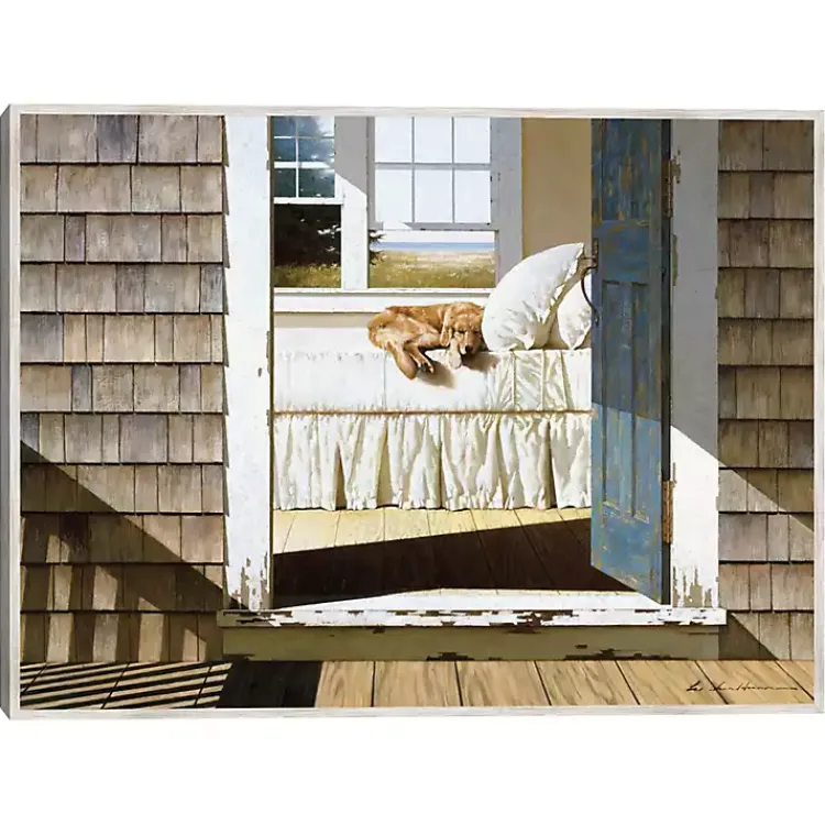Kirklands Home Canvas Art|Beach House Dog Framed Canvas Art Print