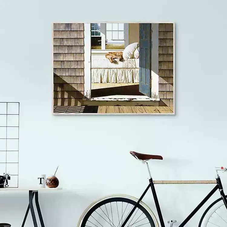 Kirklands Home Canvas Art|Beach House Dog Framed Canvas Art Print