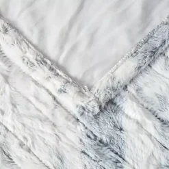 Beautyrest Silver Faux Fur Oversized Heated Throw Blankets & Throws