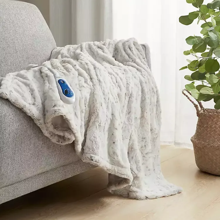 Sale Beautyrest Snow Faux Fur Oversized Heated Throw Blankets & Throws