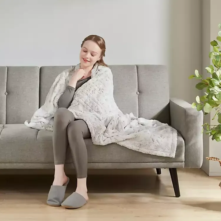 Sale Beautyrest Snow Faux Fur Oversized Heated Throw Blankets & Throws