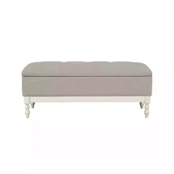 Kirklands Home Benches & Ottomans|Beckett White and Tufted Storage Bench Gray