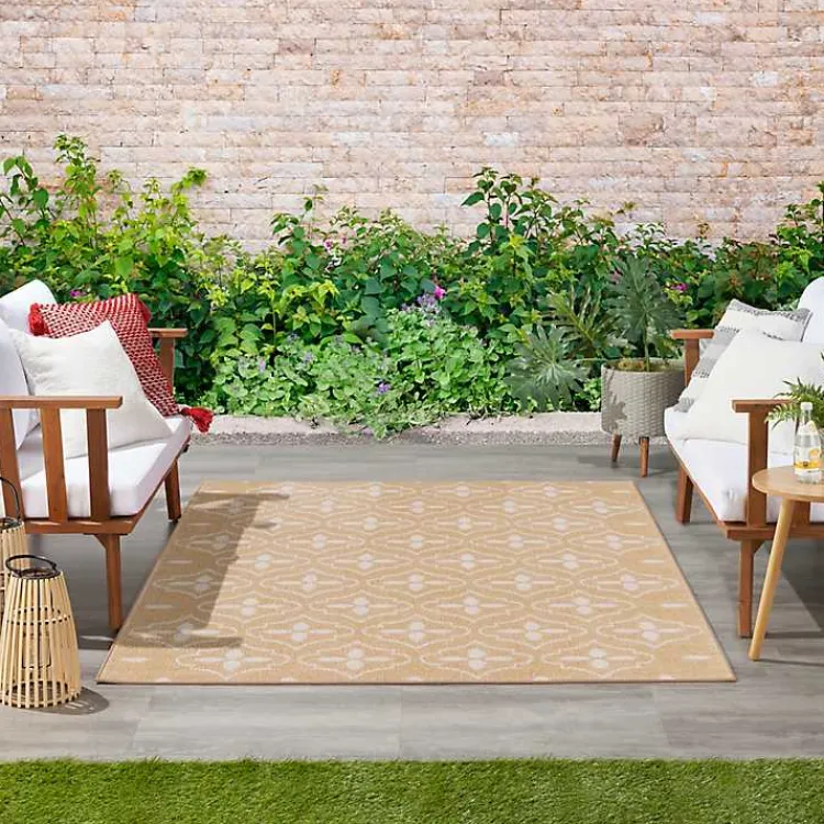 Kirklands Home Area Rugs|Beige & Ivory Quatrefoil Indoor/Outdoor Rug, 4x6