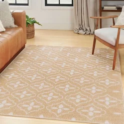 Kirklands Home Area Rugs|Beige & Ivory Quatrefoil Indoor/Outdoor Rug, 4x6