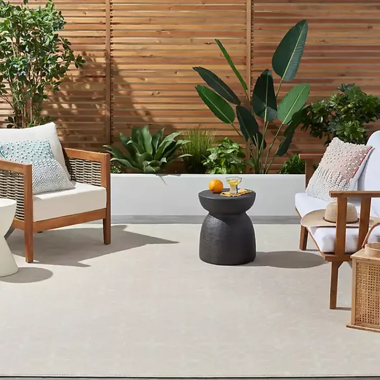 Kirklands Home Area Rugs|Beige & Ivory Quatrefoil Indoor/Outdoor Rug, 5x7