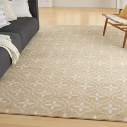 Kirklands Home Area Rugs|Beige & Ivory Quatrefoil Indoor/Outdoor Rug, 5x7